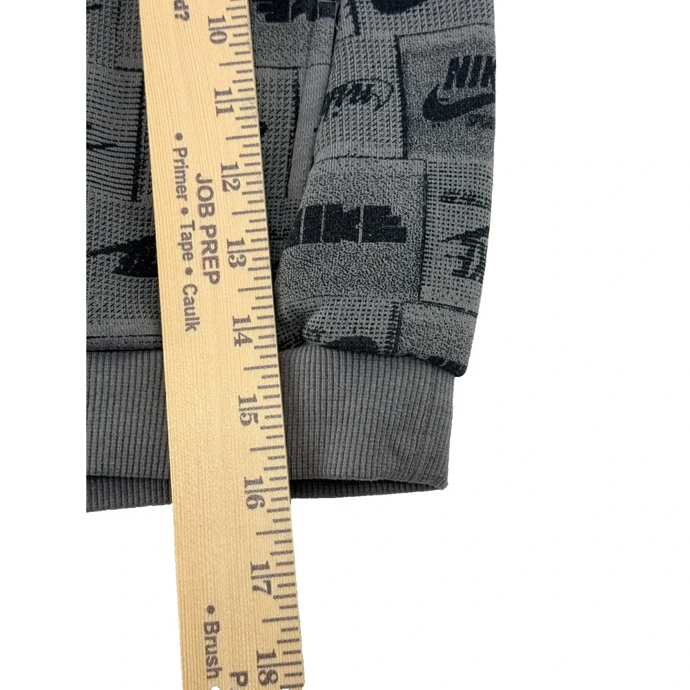 Nike‎ Toddler Hoodie XS 3-4 Years Gray All Over Logo Pullover Sweatshirt
